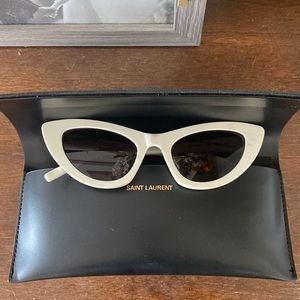 Saint Laurent
Women's White Lily Cat-eye Acetate Sunglasses